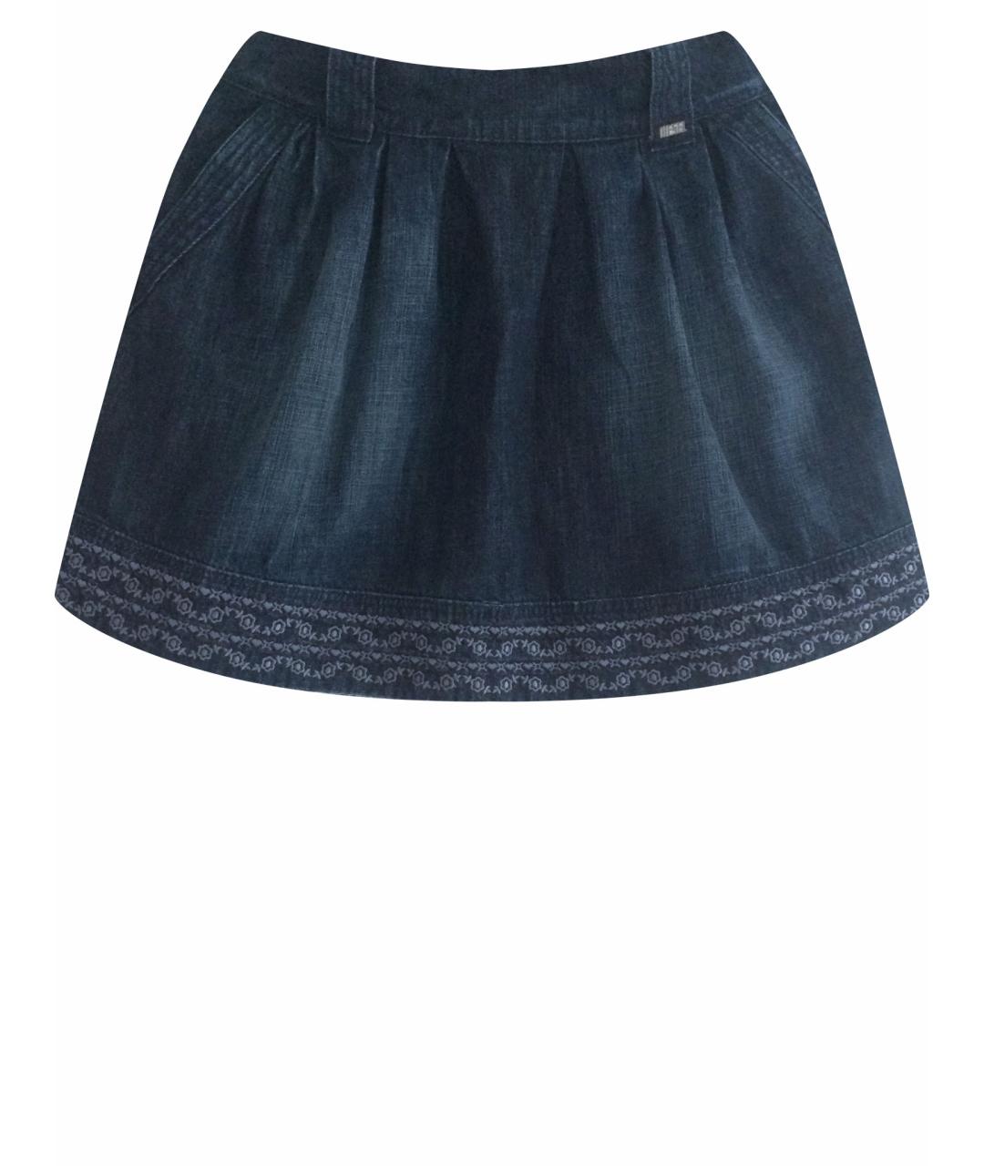 DIESEL Темно-синяя деним юбка мини, фото 1