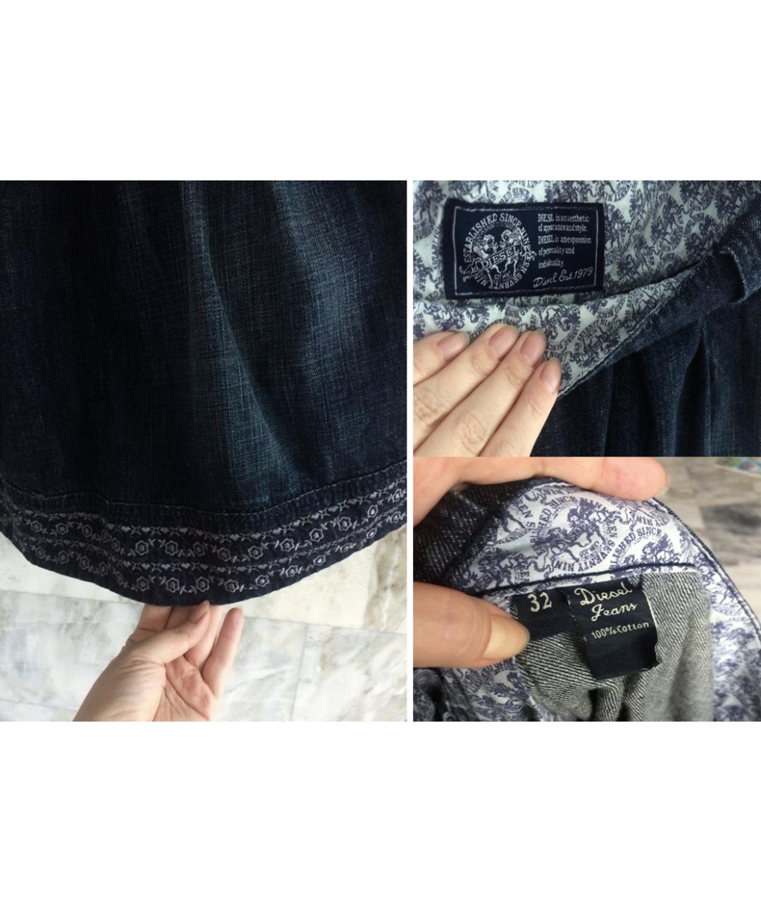 DIESEL Темно-синяя деним юбка мини, фото 6