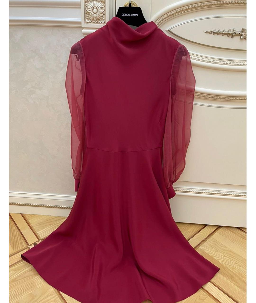 GIORGIO ARMANI Бордовое шелковое коктейльное платье, фото 2