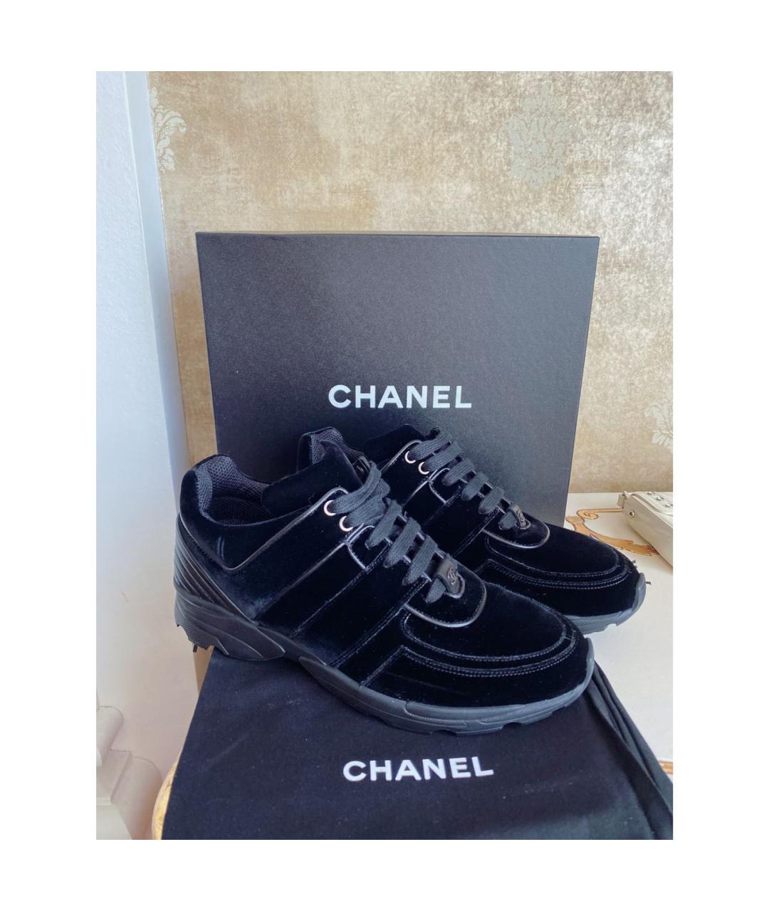 CHANEL Черные бархатные кроссовки, фото 9
