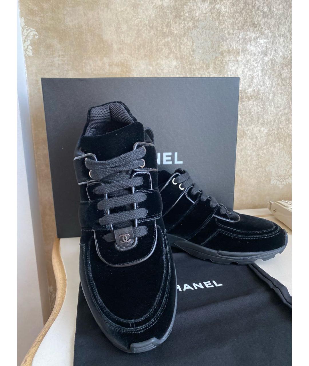 CHANEL Черные бархатные кроссовки, фото 4