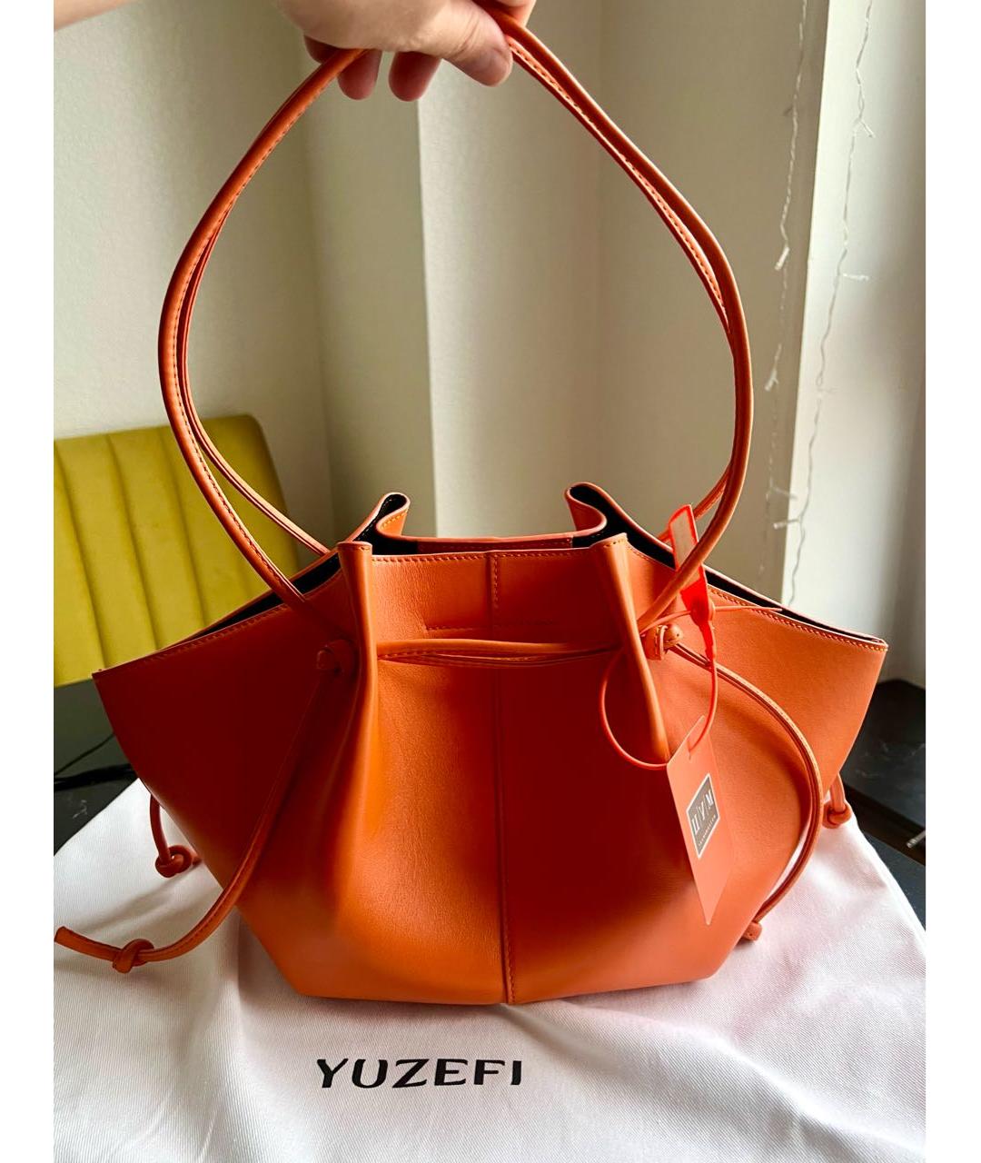 YUZEFI Оранжевая кожаная сумка тоут, фото 2
