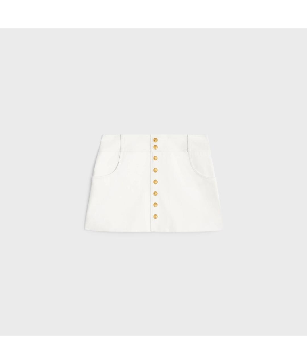 CELINE Белая хлопковая юбка мини, фото 4