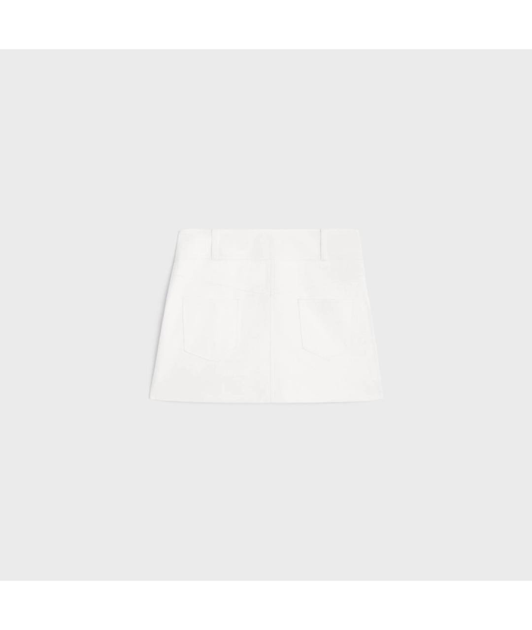 CELINE Белая хлопковая юбка мини, фото 2