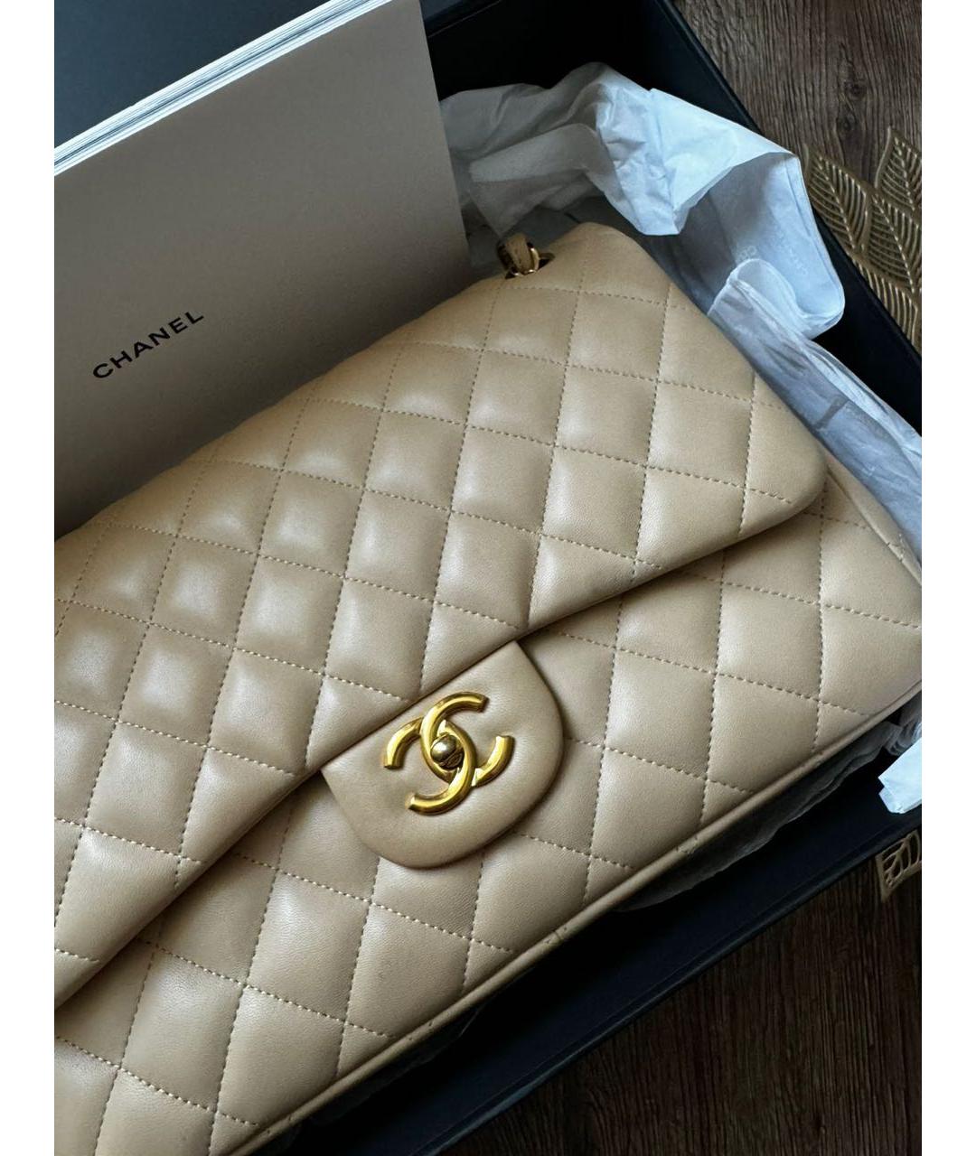 CHANEL PRE-OWNED Бежевая кожаная сумка через плечо, фото 2