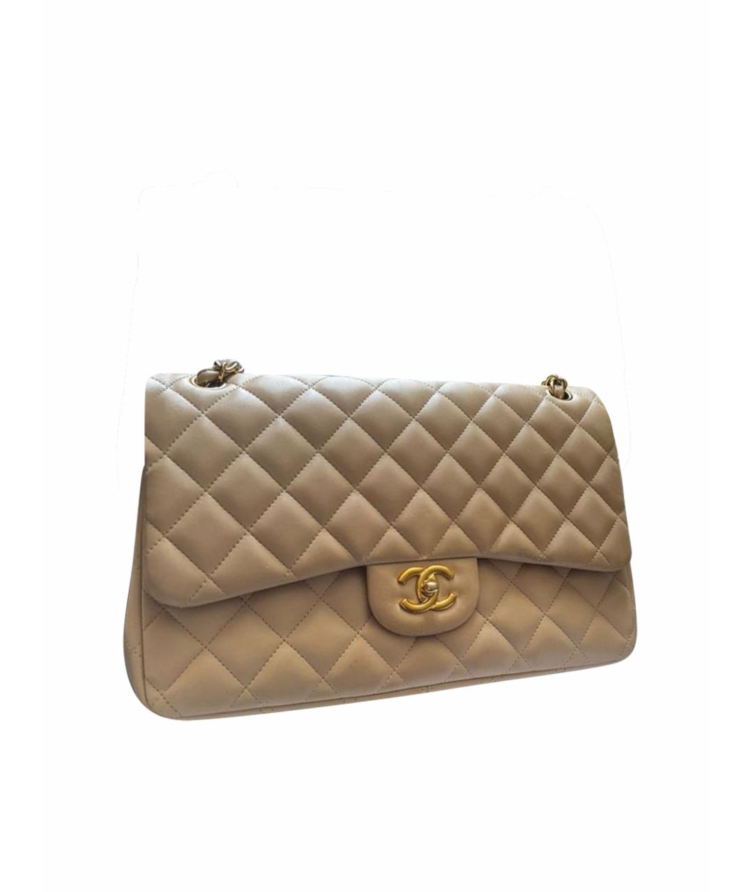 CHANEL PRE-OWNED Бежевая кожаная сумка через плечо, фото 1