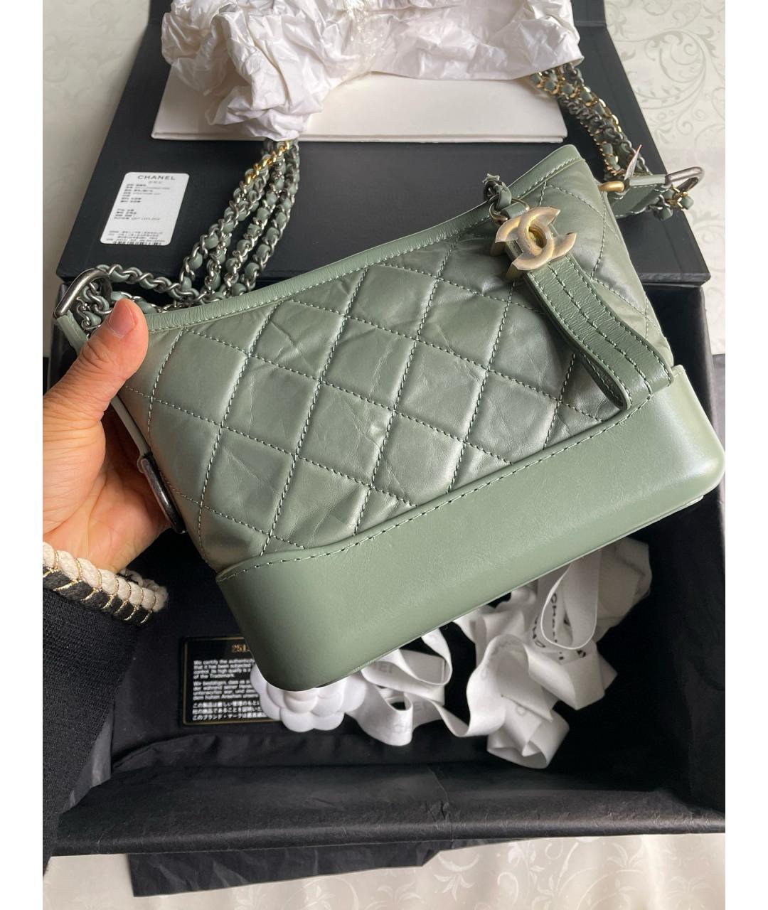 CHANEL Салатовая кожаная сумка через плечо, фото 2