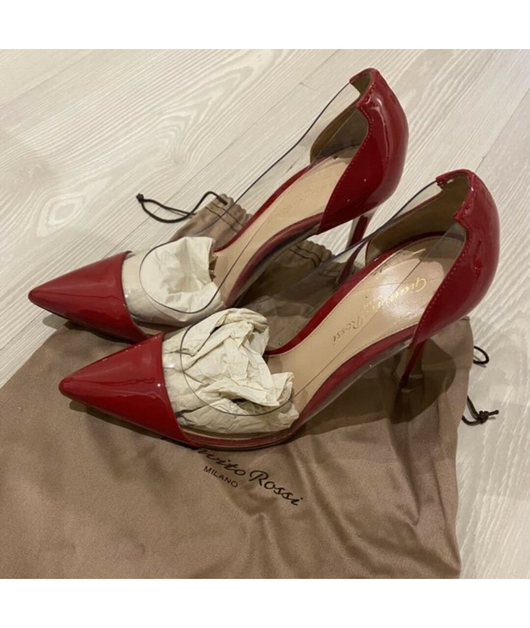GIANVITO ROSSI Красные туфли из лакированной кожи, фото 4
