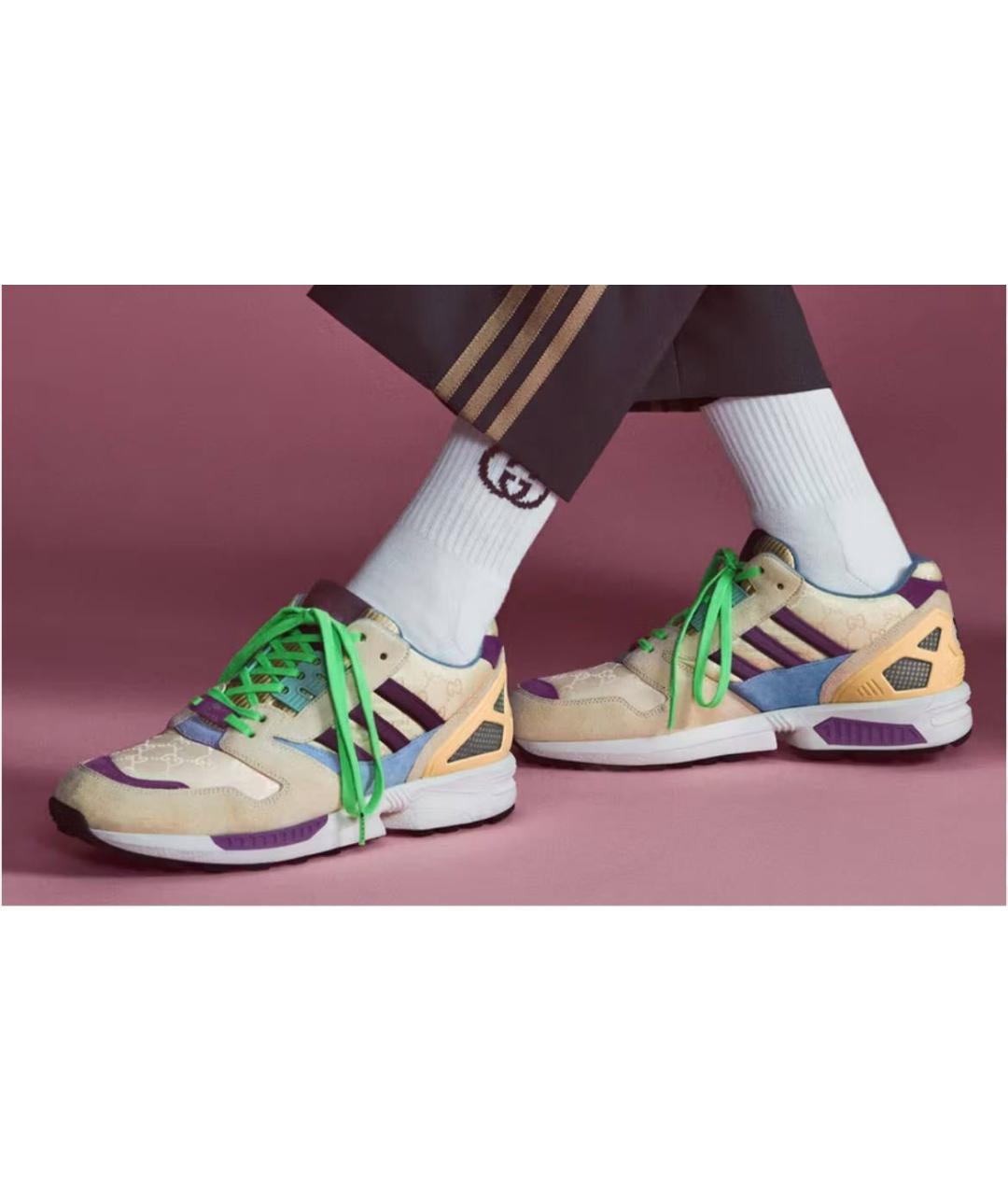GUCCI Бежевые текстильные низкие кроссовки / кеды, фото 2