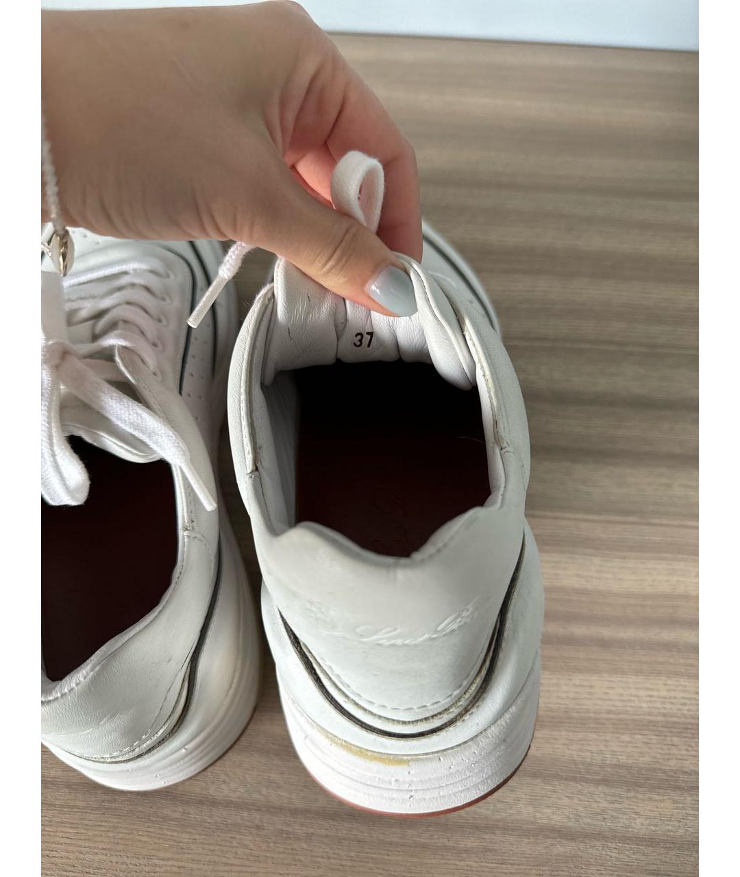LORO PIANA Белые кожаные кроссовки, фото 6
