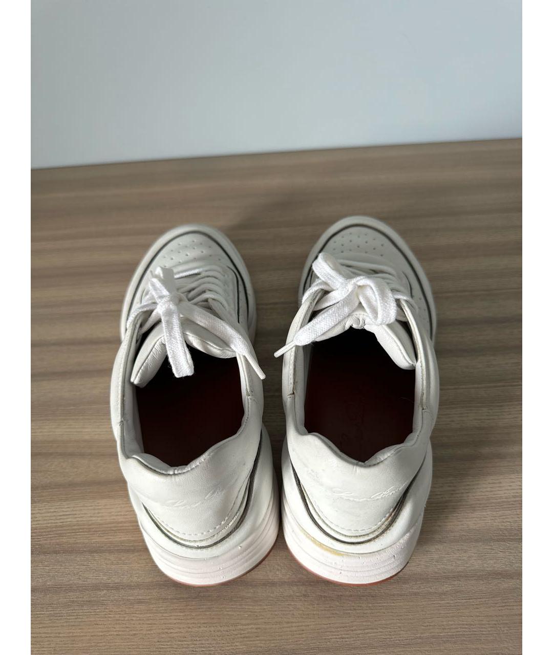 LORO PIANA Белые кожаные кроссовки, фото 3