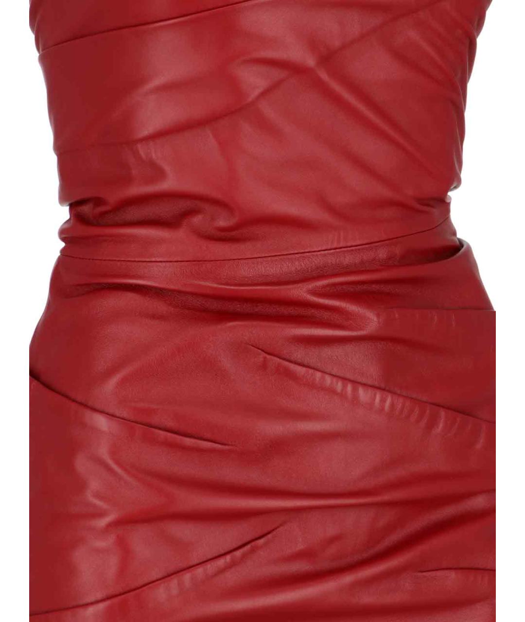 THE ATTICO Красное кожаное коктейльное платье, фото 5