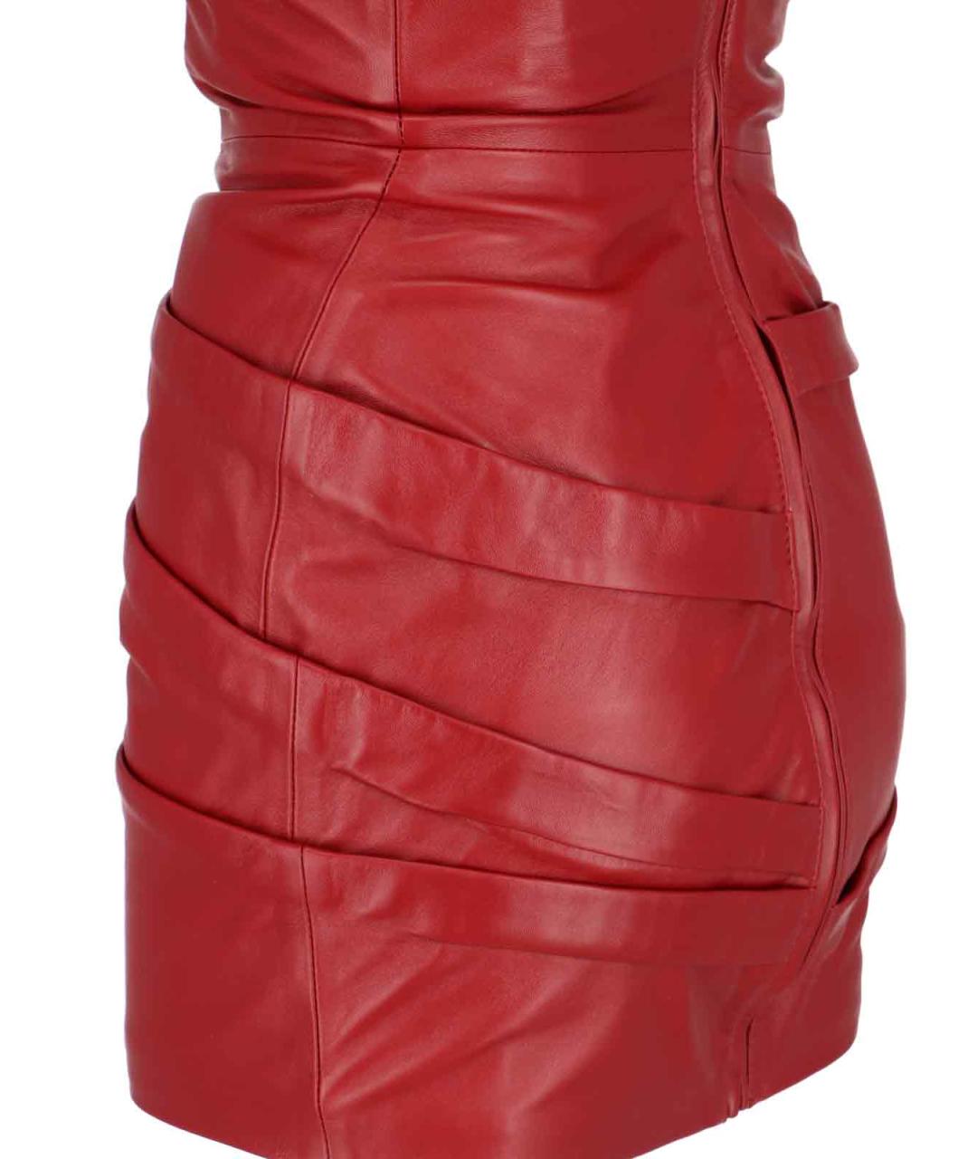 THE ATTICO Красное кожаное коктейльное платье, фото 3