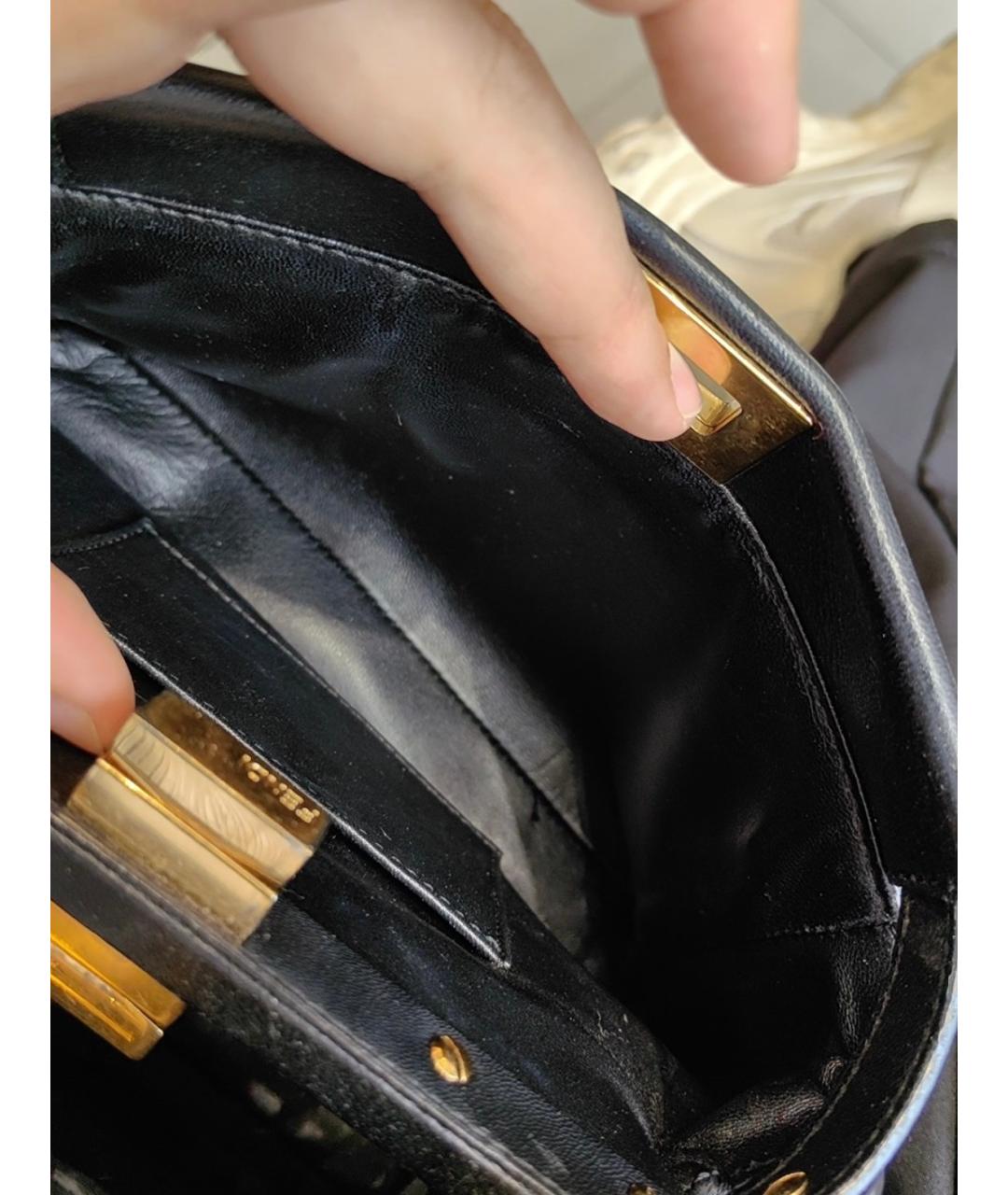 FENDI Черная кожаная сумка с короткими ручками, фото 6