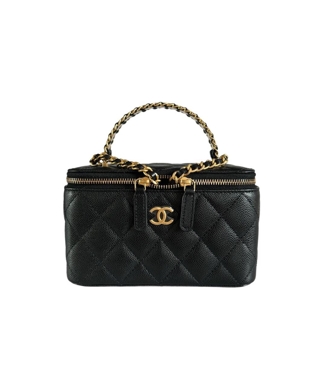 CHANEL PRE-OWNED Черная кожаная сумка с короткими ручками, фото 1