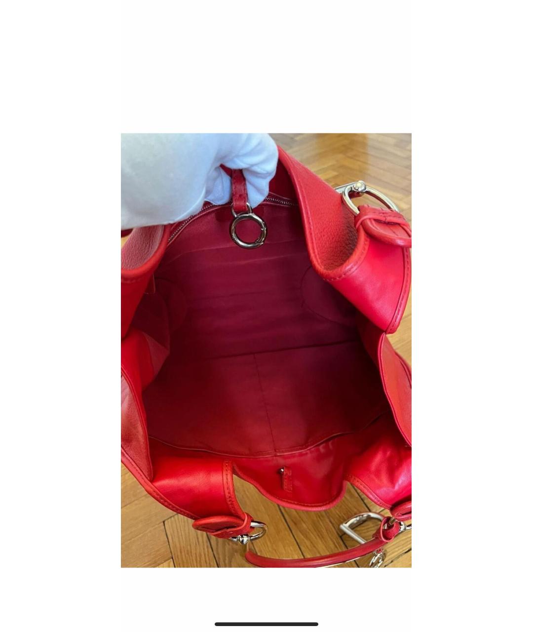 CHRISTIAN DIOR Красная кожаная сумка тоут, фото 2