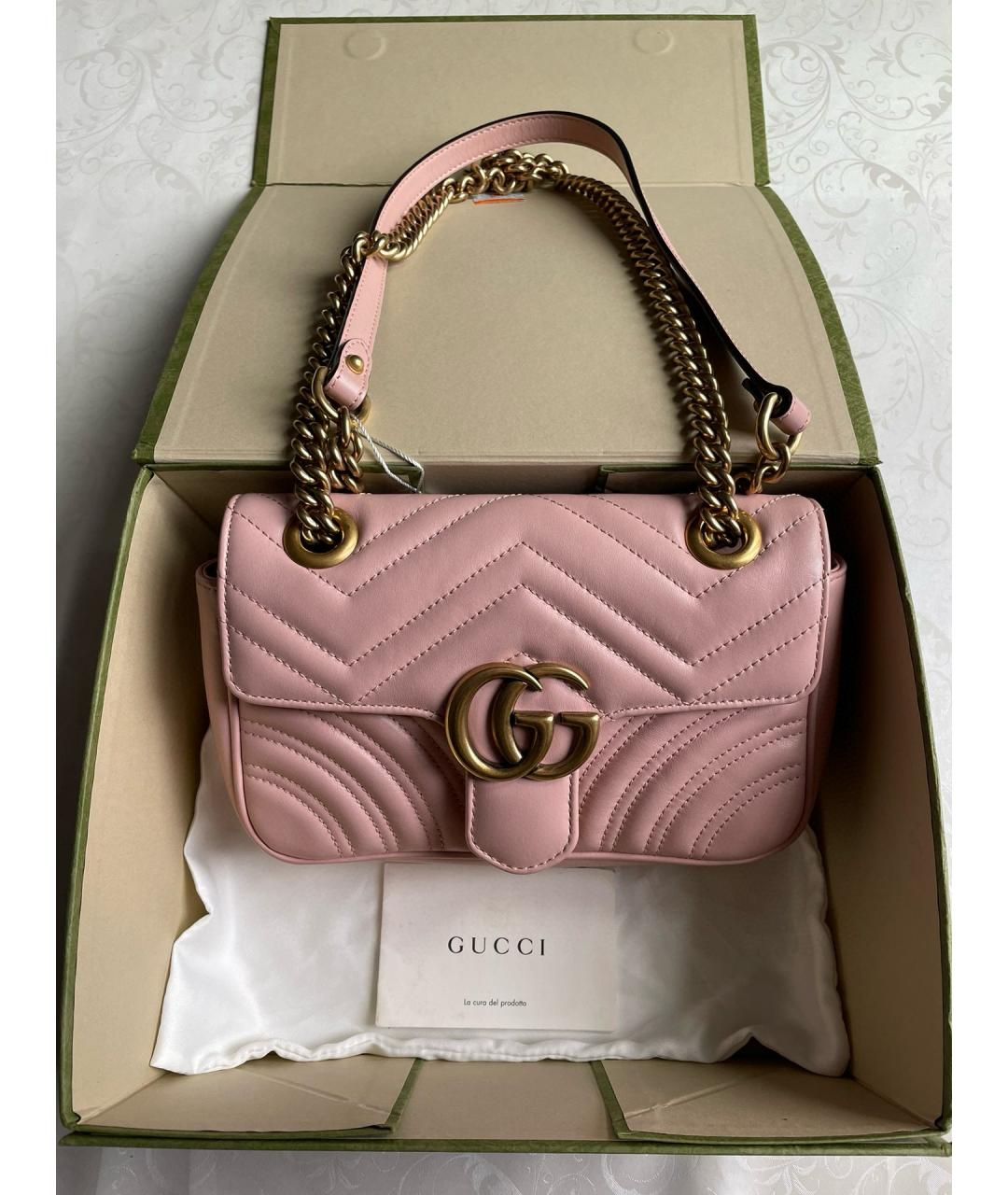 GUCCI Розовая кожаная сумка через плечо, фото 7