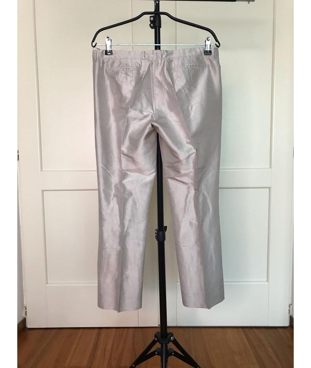 'S MAX MARA Серебряные шелковые прямые брюки, фото 2