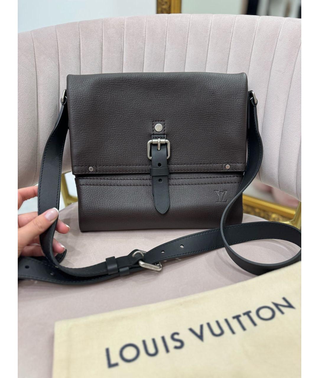 LOUIS VUITTON PRE-OWNED Коричневая кожаная сумка на плечо, фото 9