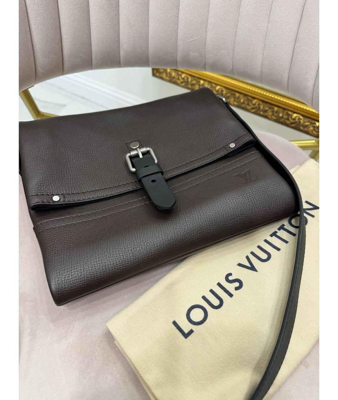 LOUIS VUITTON PRE-OWNED Коричневая кожаная сумка на плечо, фото 5