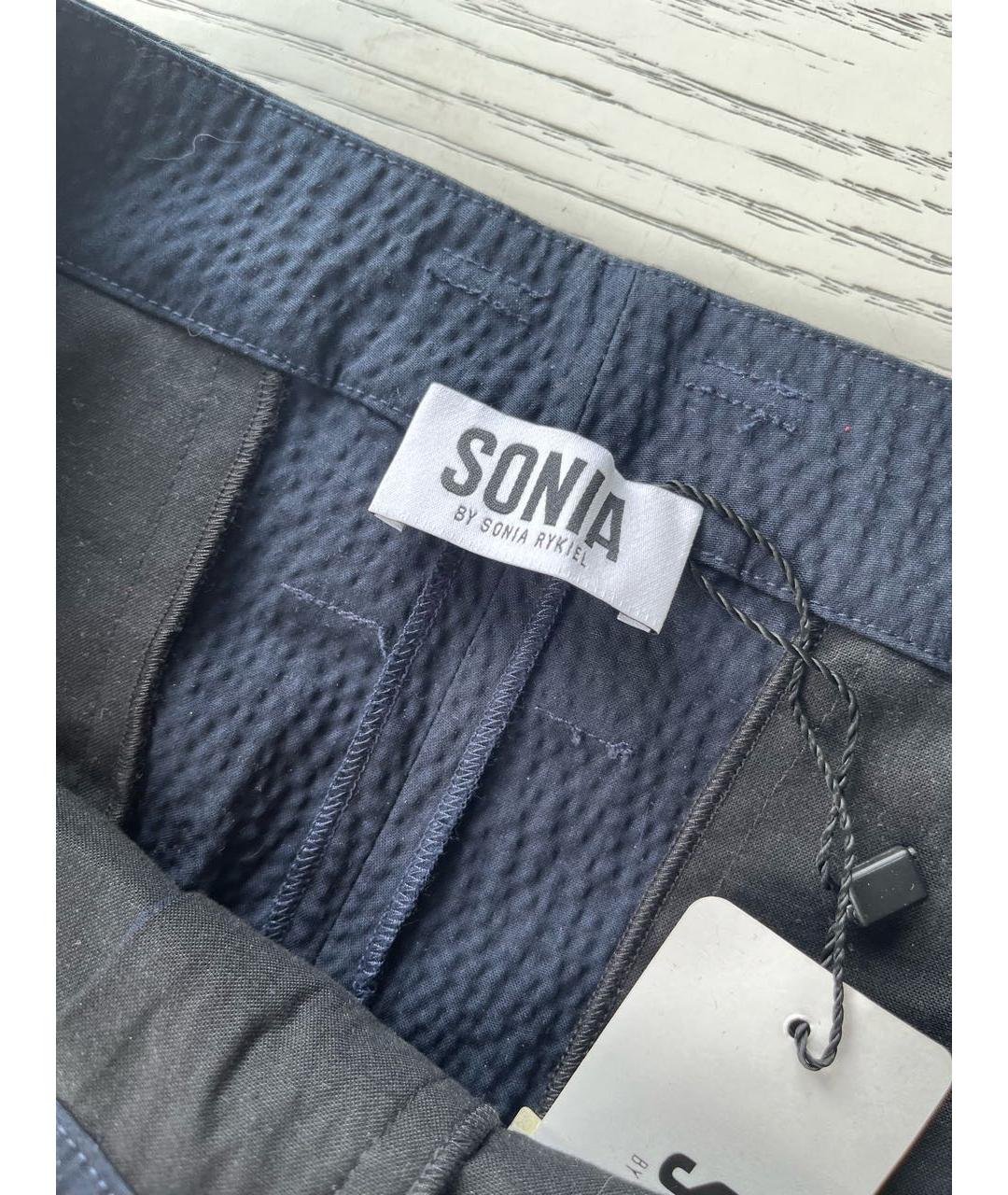 SONIA BY SONIA RYKIEL Темно-синие хлопковые прямые брюки, фото 3