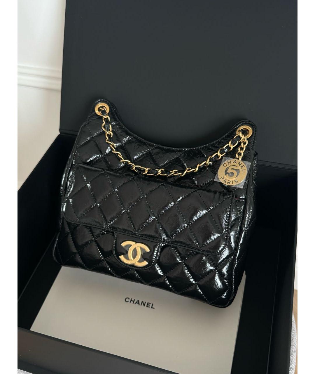 CHANEL PRE-OWNED Черная кожаная сумка через плечо, фото 2