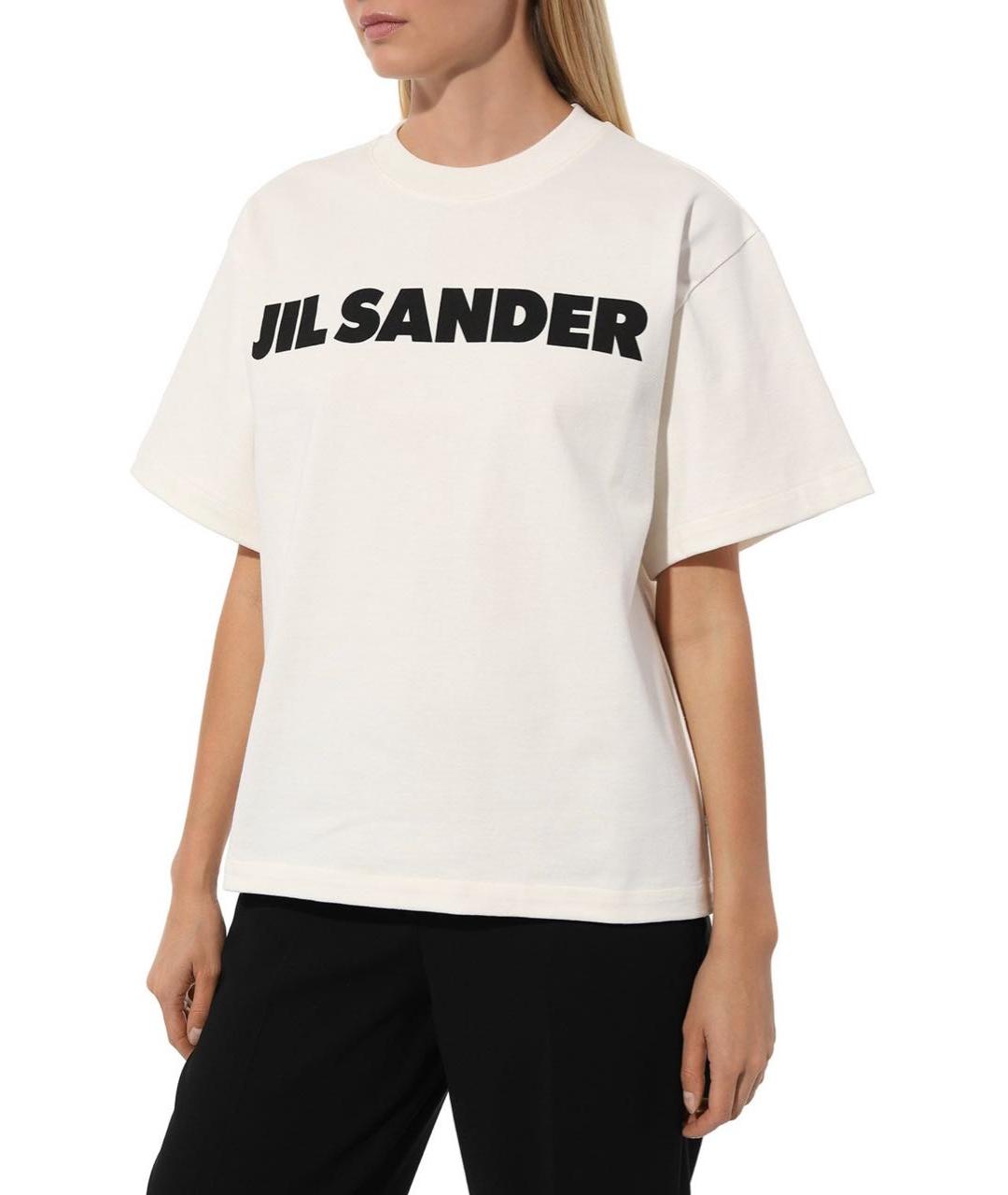 JIL SANDER Белая хлопковая футболка, фото 2