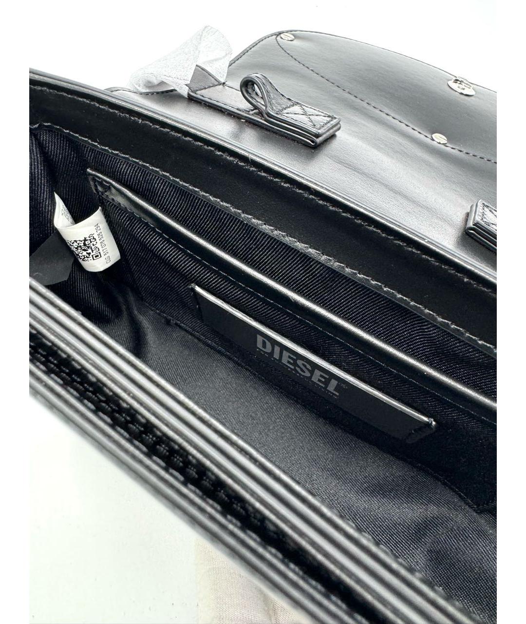 DIESEL Черная кожаная сумка с короткими ручками, фото 4