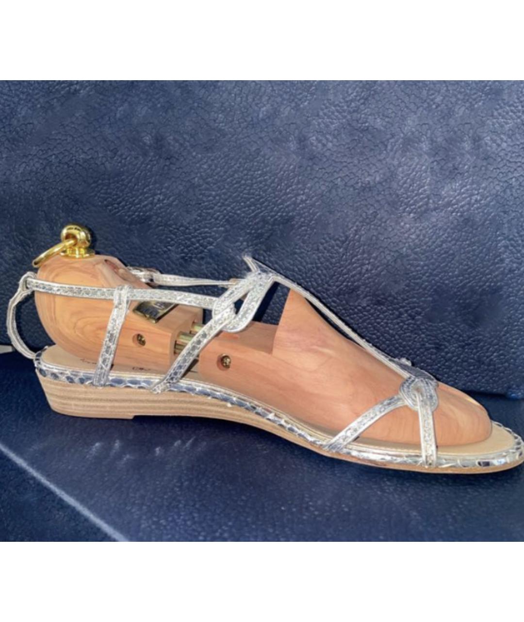CHANEL Серебряные кожаные сандалии, фото 10