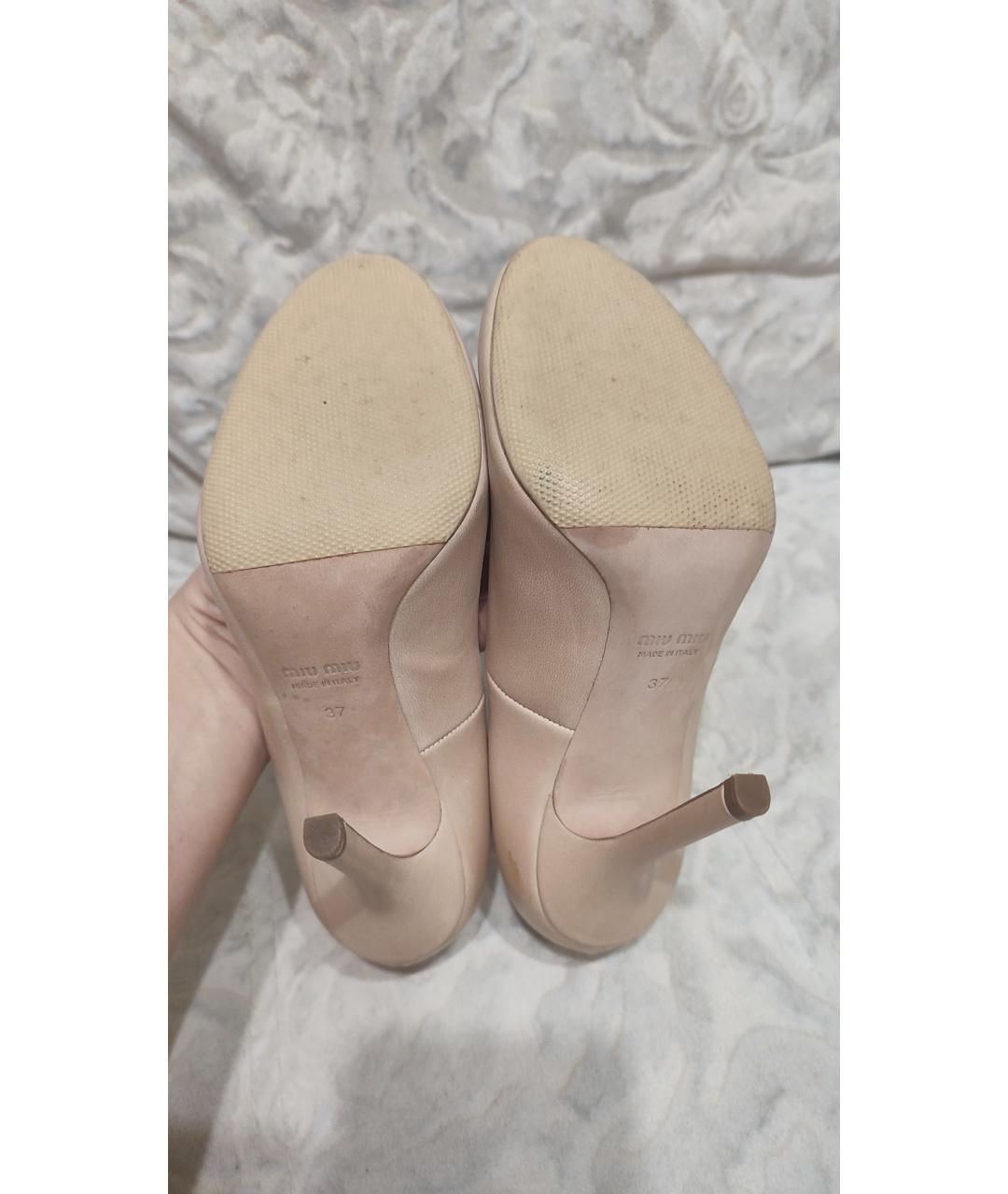 MIU MIU Бежевые кожаные туфли, фото 5