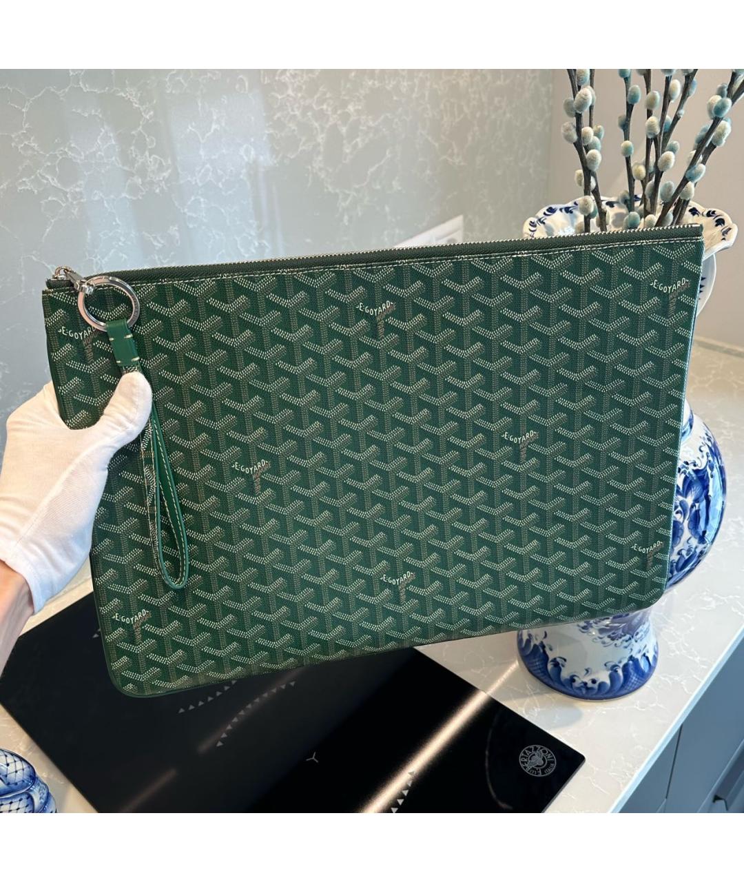 GOYARD Зеленая кожаная папка для документов, фото 2