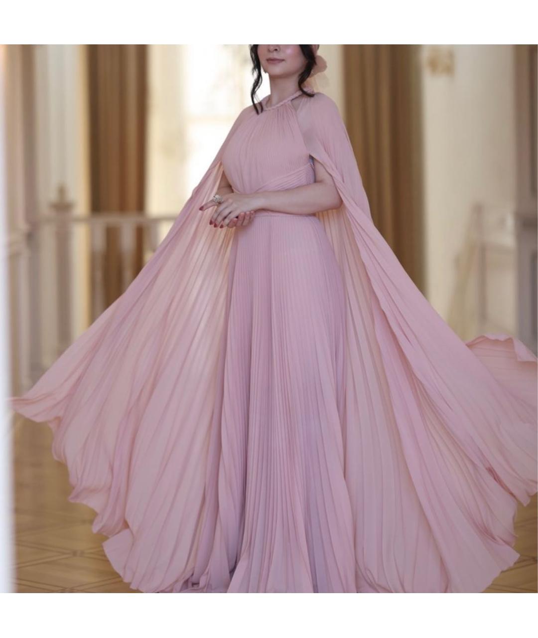 ELIE SAAB Розовое хлопковое вечернее платье, фото 4