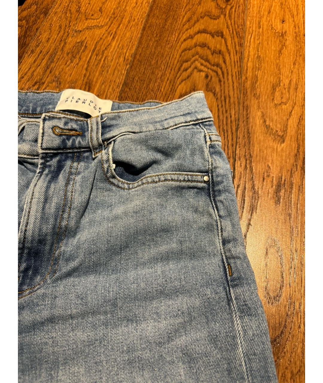 Claudie Pierlot Голубые хлопко-эластановые прямые джинсы, фото 4