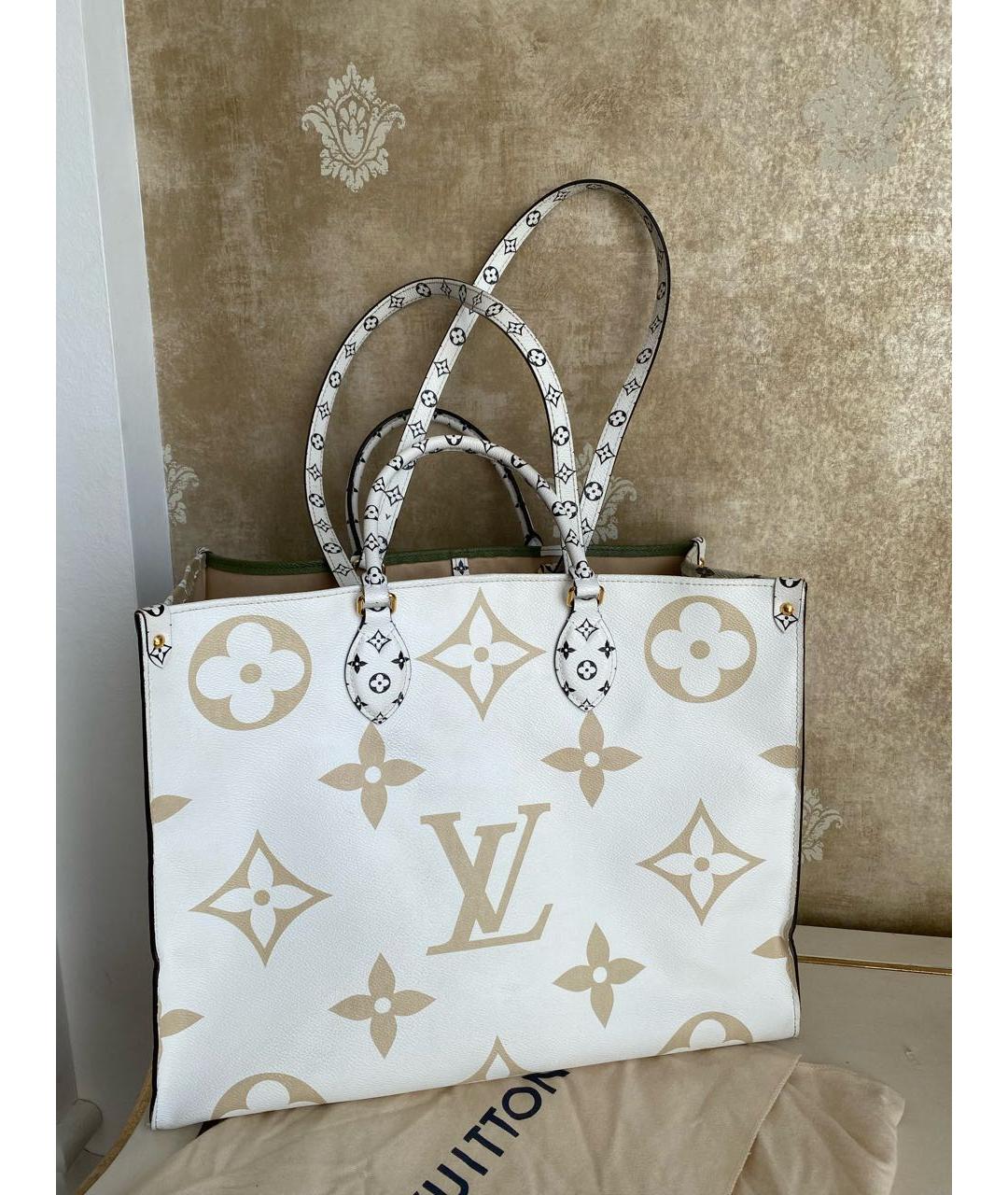 LOUIS VUITTON Белая кожаная сумка тоут, фото 3