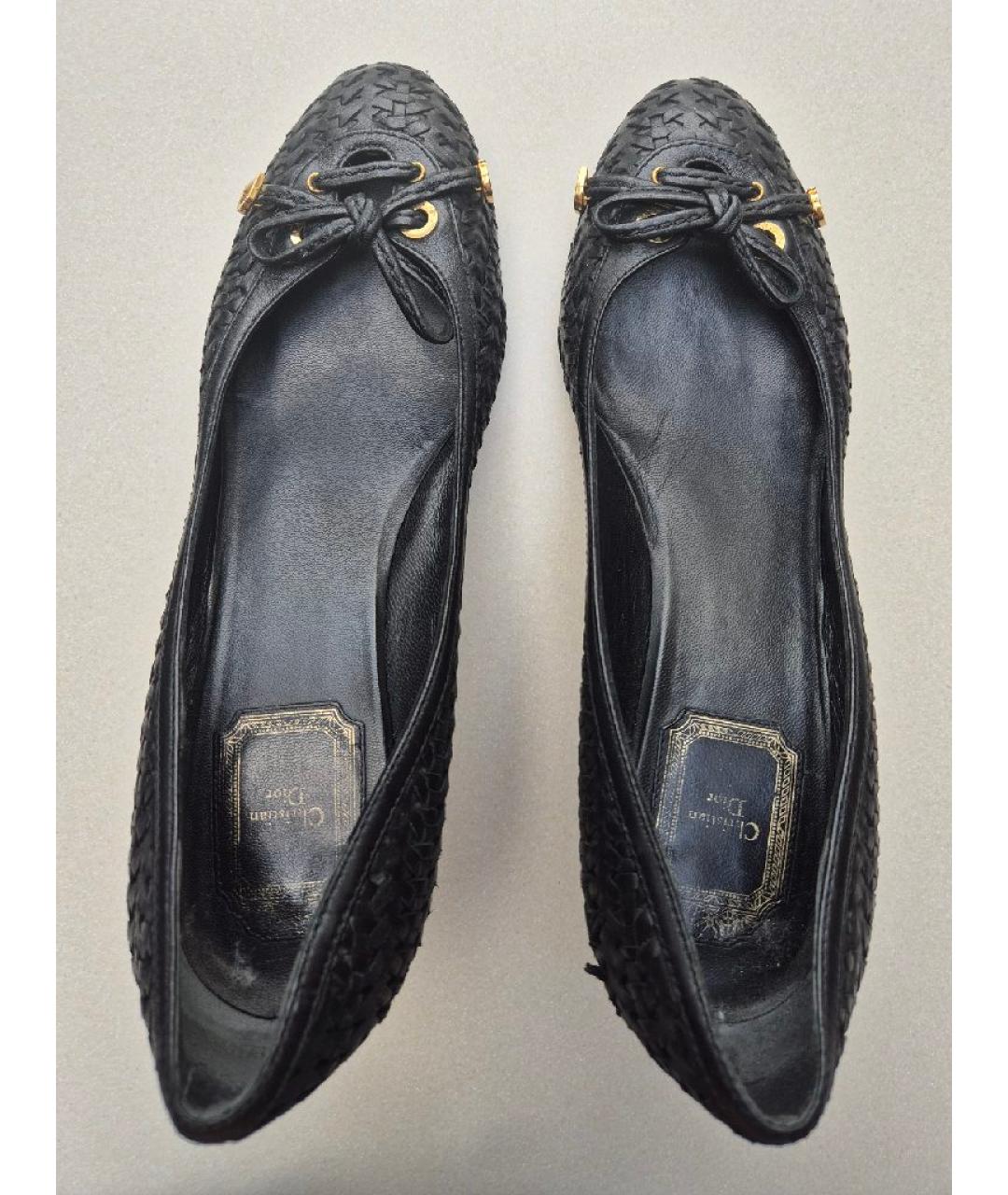 CHRISTIAN DIOR PRE-OWNED Черные кожаные лодочки на низком каблуке, фото 3