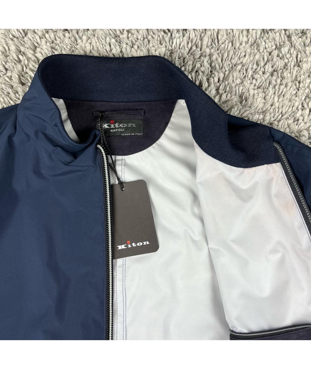 KITON Темно-синяя полиэстеровая куртка, фото 2