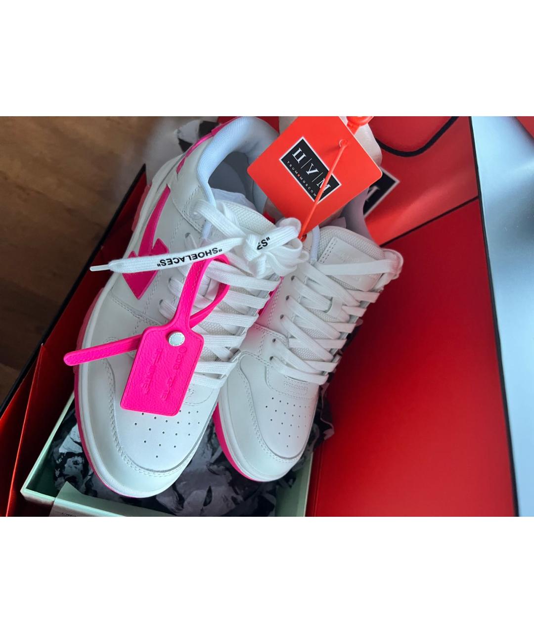 OFF-WHITE Белые кожаные кроссовки, фото 3