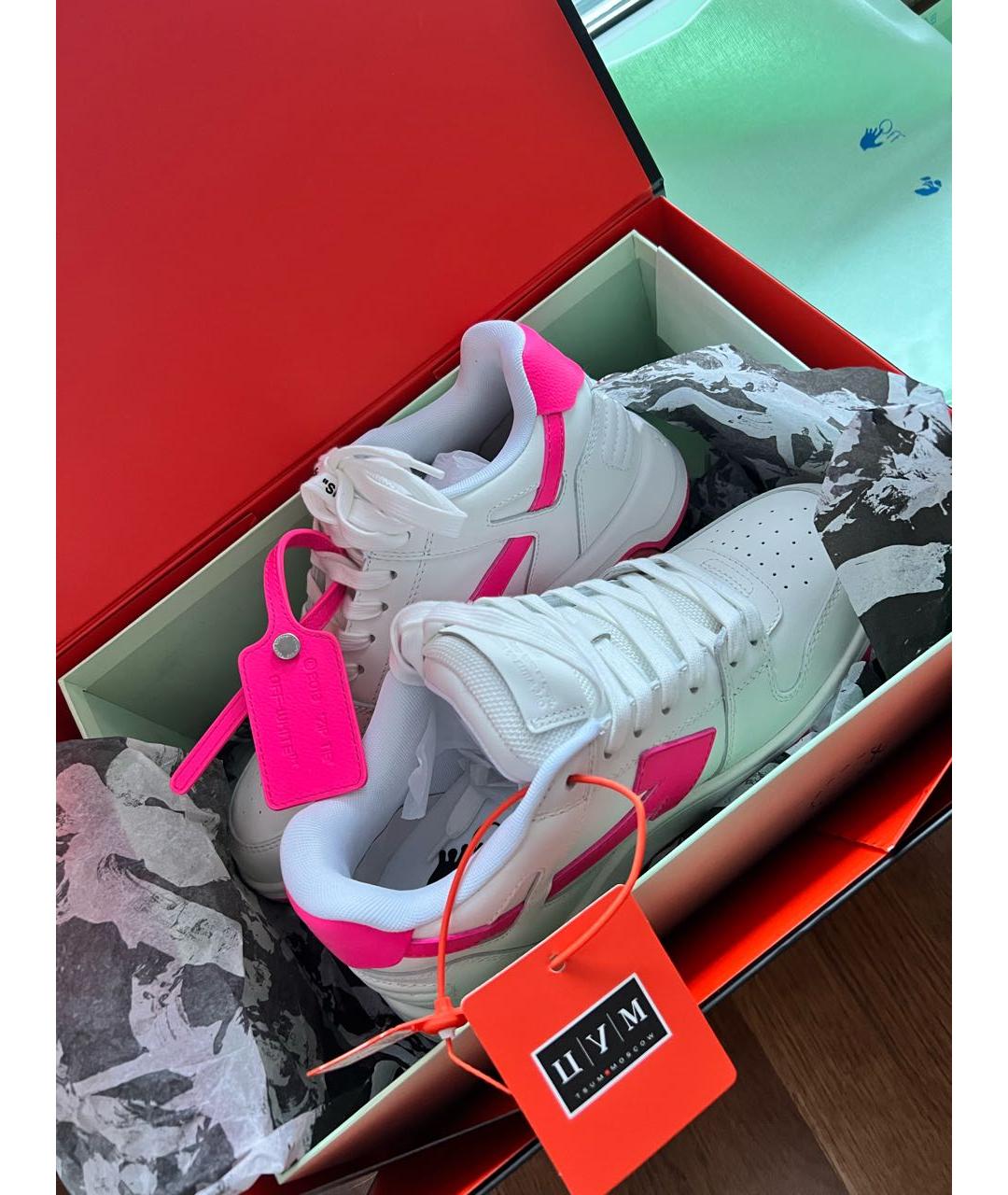 OFF-WHITE Белые кожаные кроссовки, фото 2
