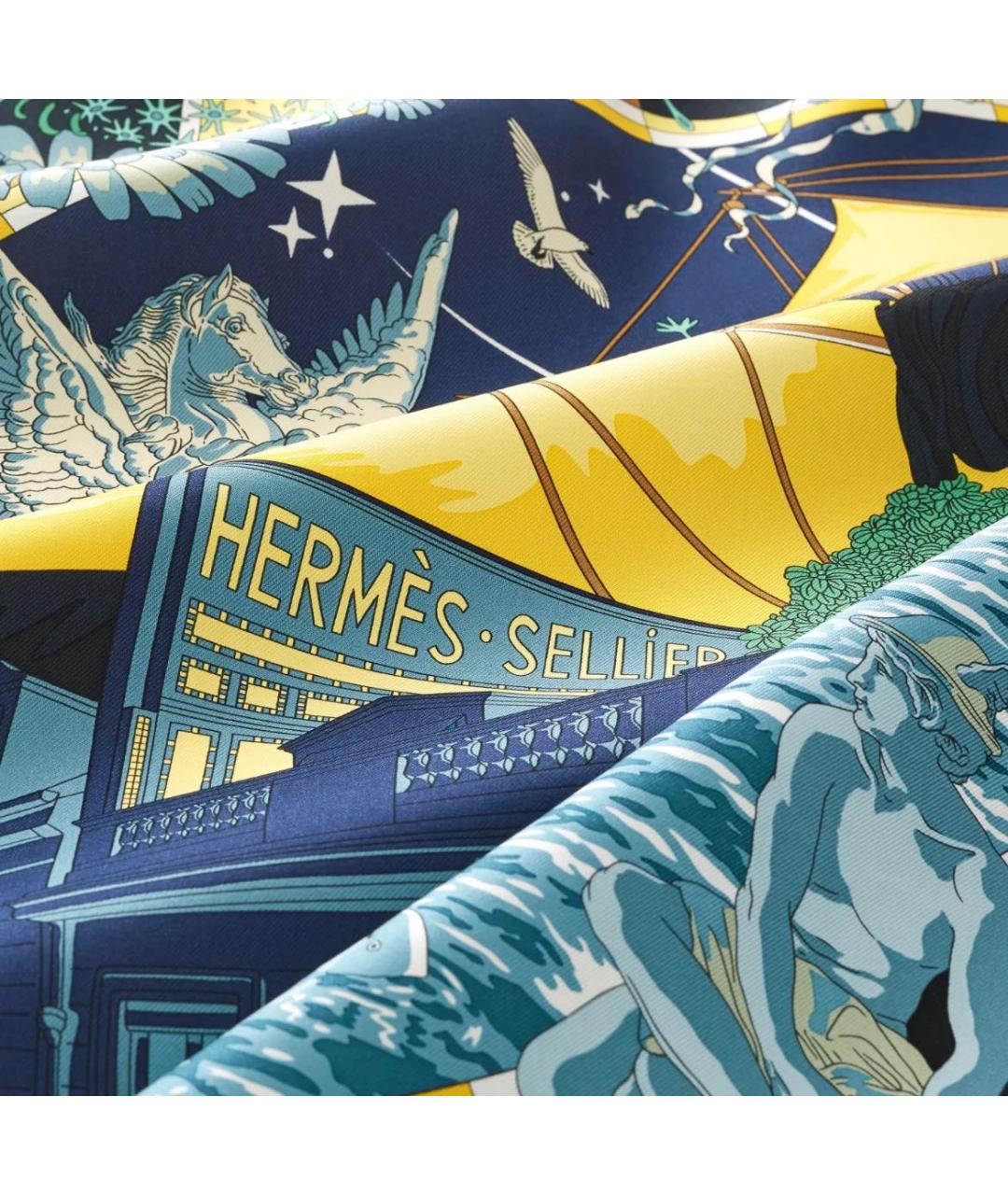HERMES PRE-OWNED Темно-синий шелковый платок, фото 3