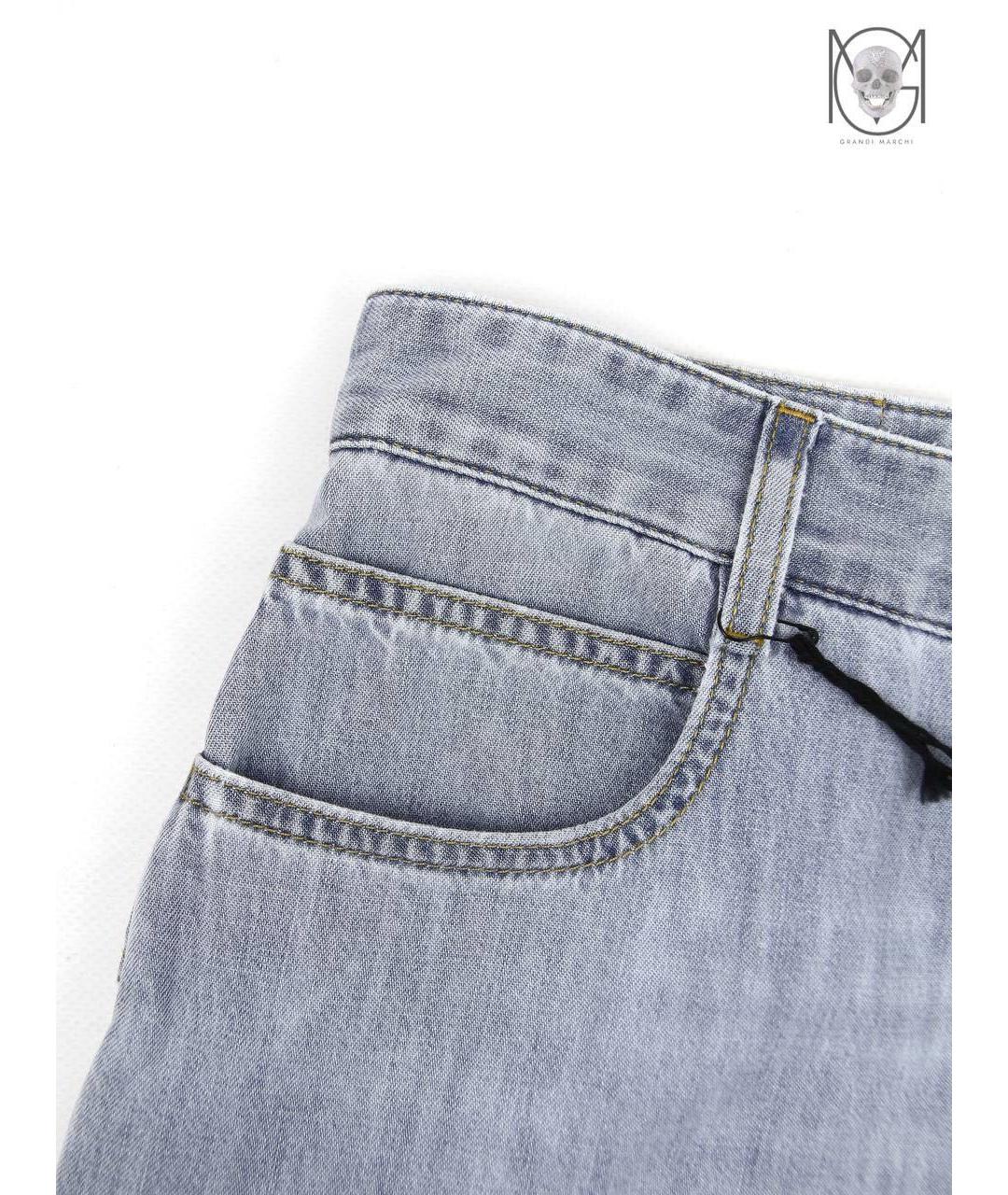 BOTTEGA VENETA Голубые хлопковые прямые джинсы, фото 4