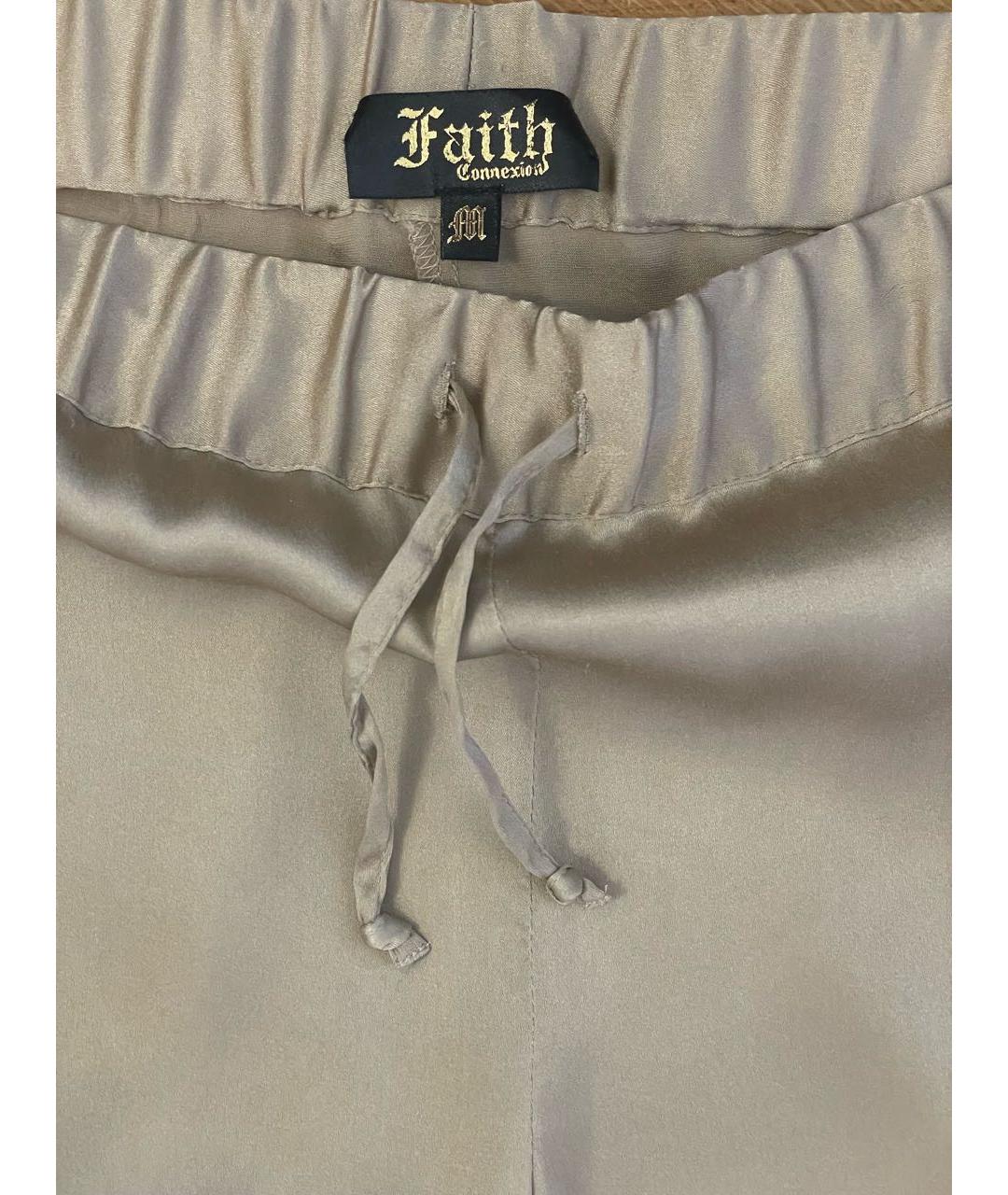 FAITH CONNEXION Золотые шелковые прямые брюки, фото 2
