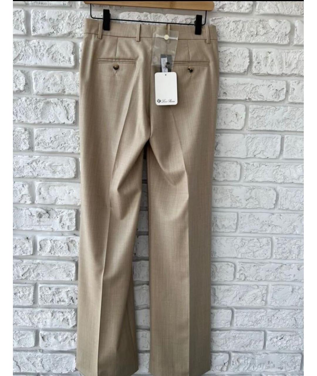 LORO PIANA Бежевые шерстяные брюки широкие, фото 6