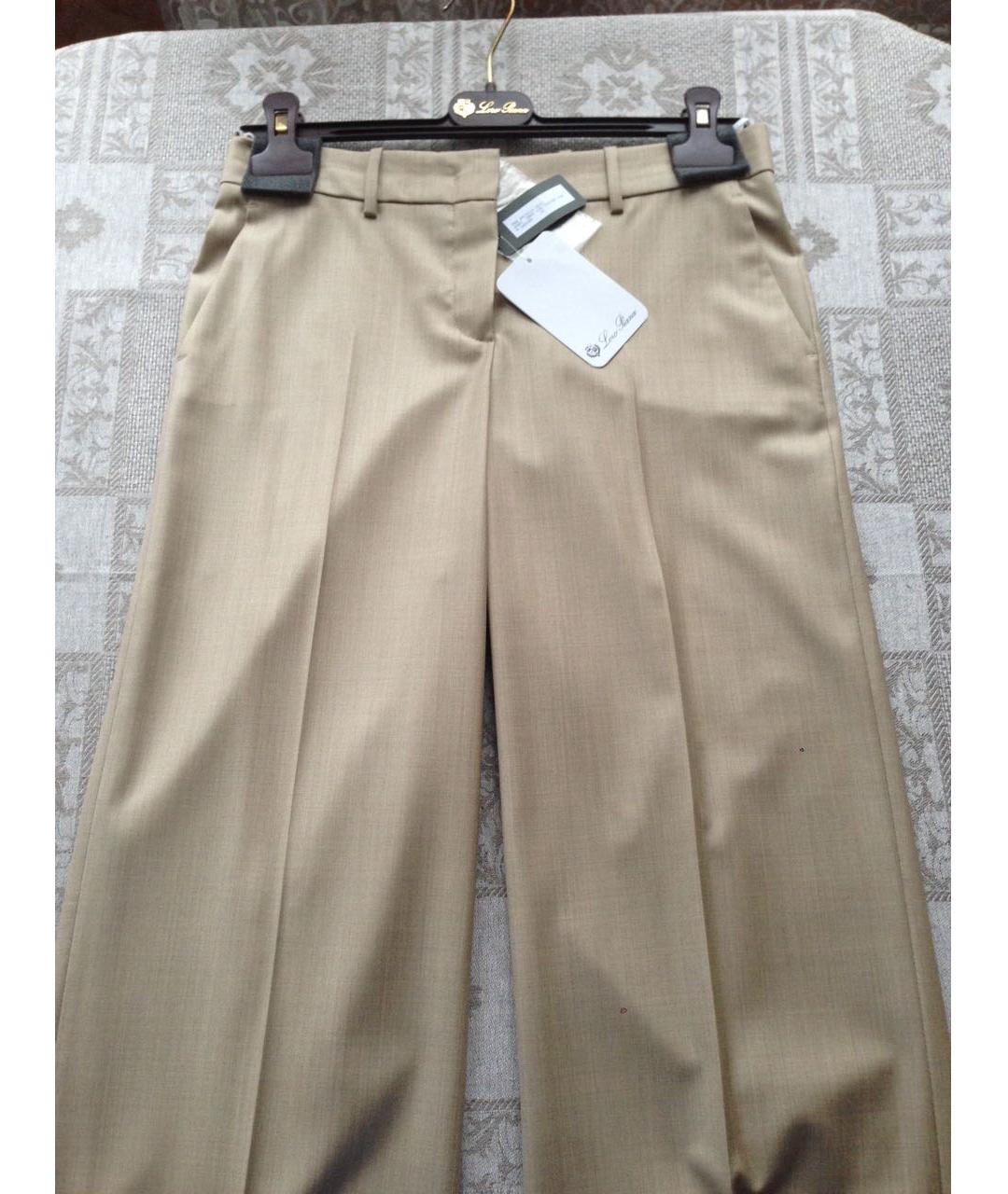 LORO PIANA Бежевые шерстяные брюки широкие, фото 5