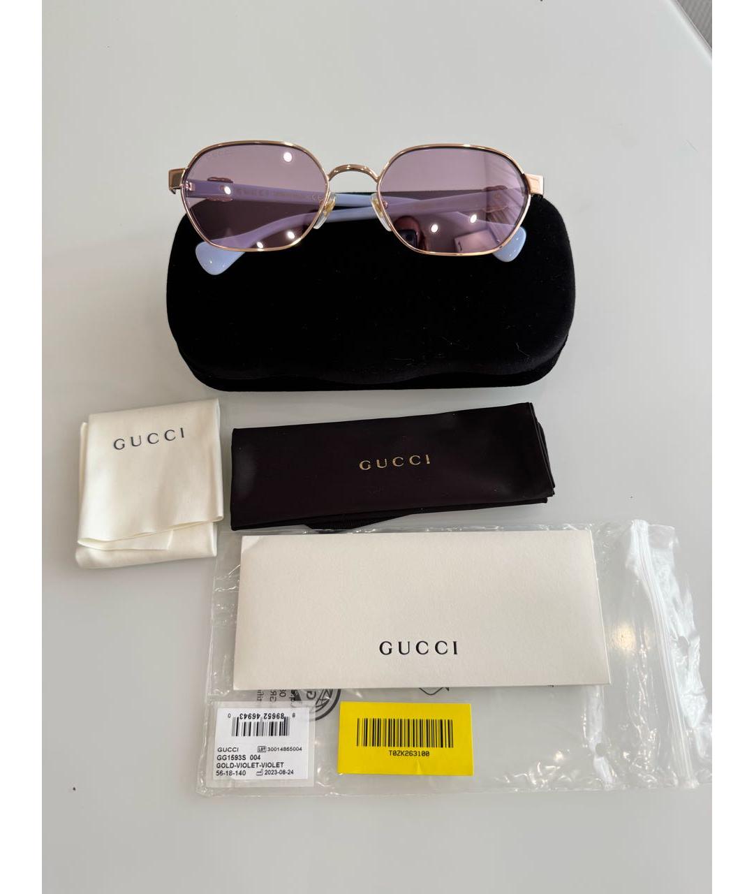 GUCCI Розовые металлические солнцезащитные очки, фото 4