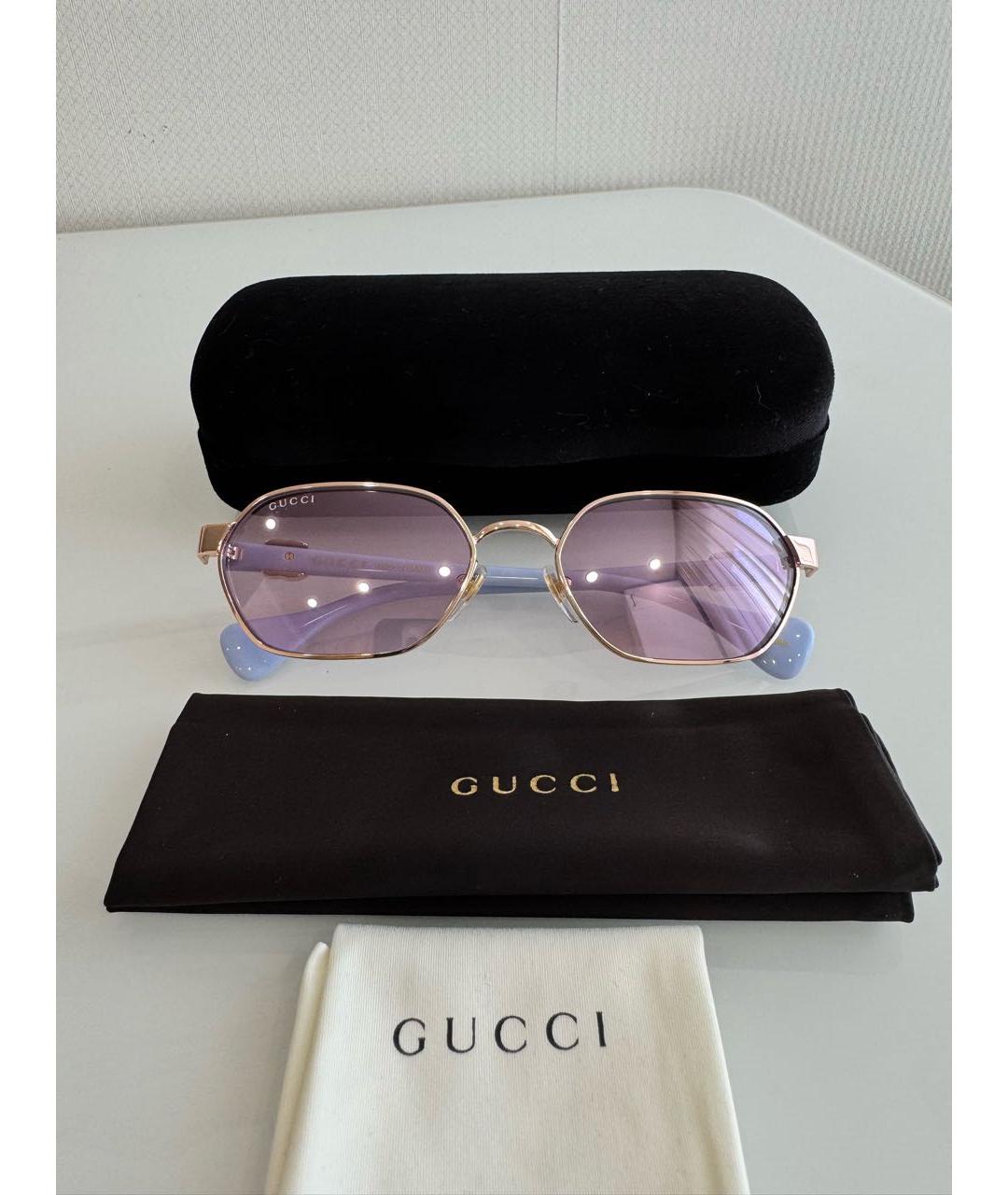 GUCCI Розовые металлические солнцезащитные очки, фото 6