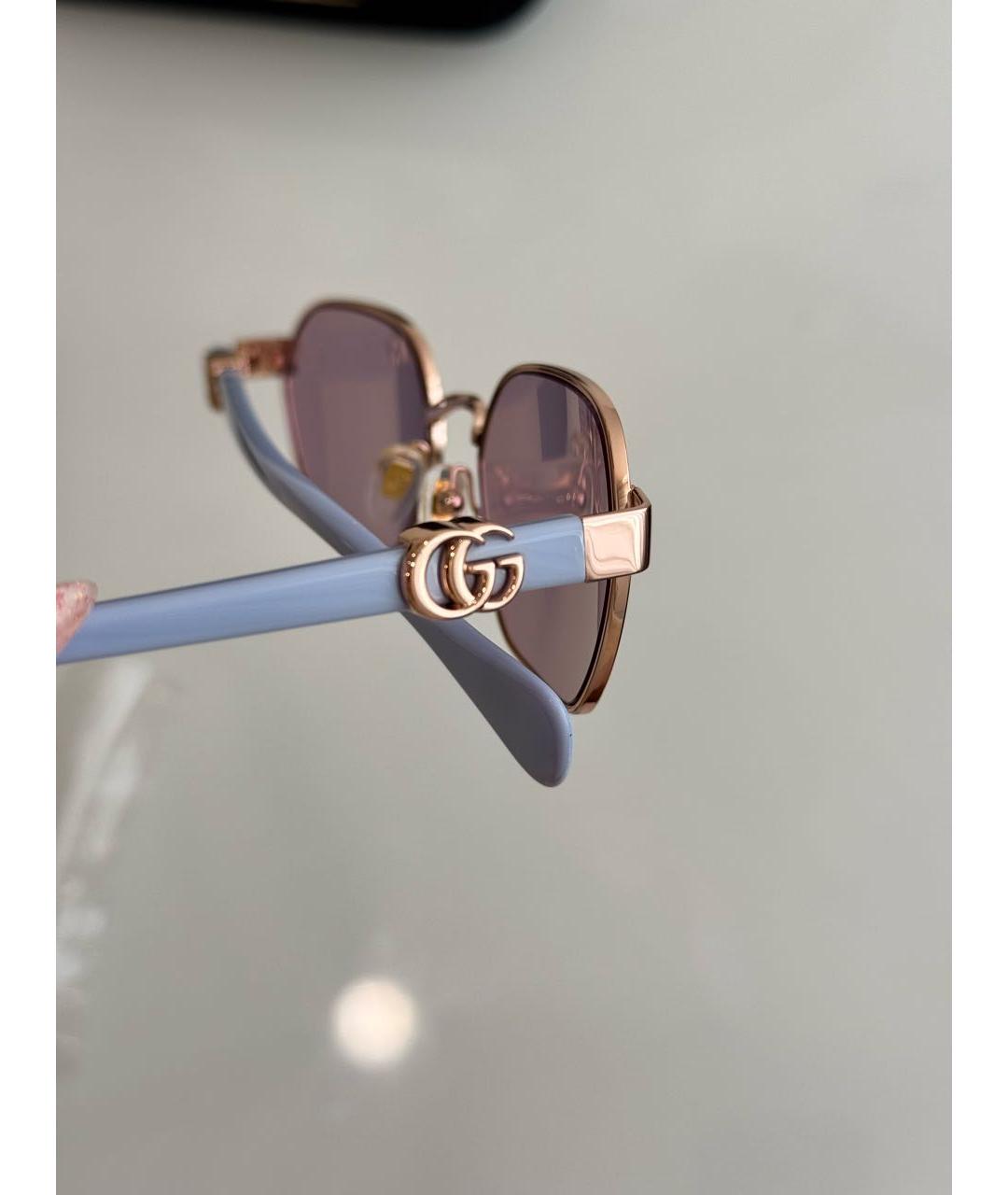 GUCCI Розовые металлические солнцезащитные очки, фото 5