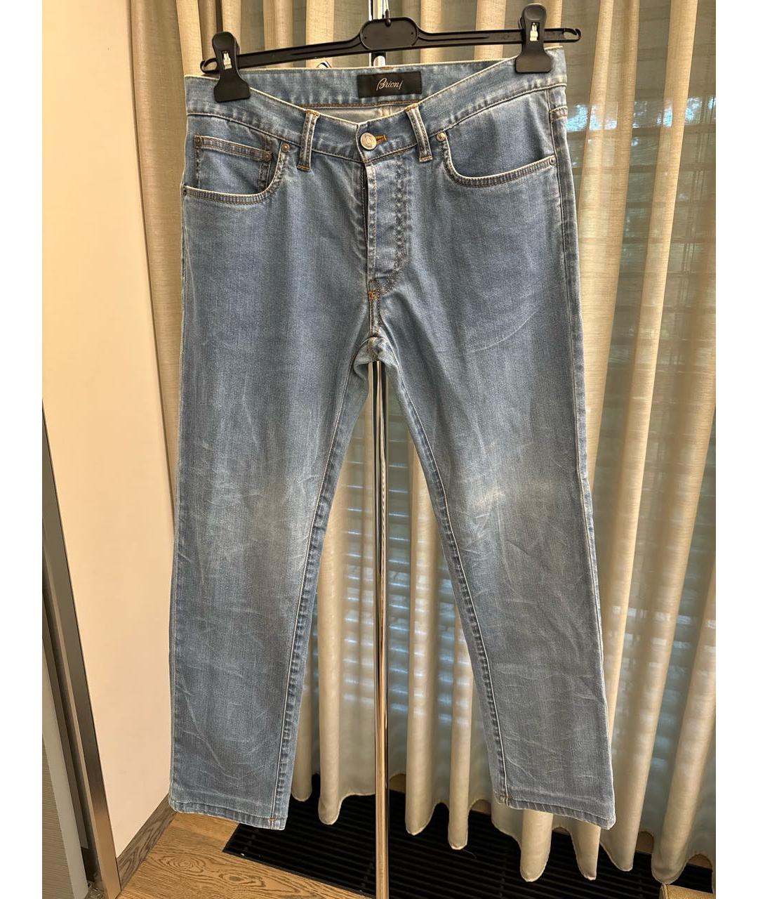 BRIONI Голубые хлопко-эластановые прямые джинсы, фото 9