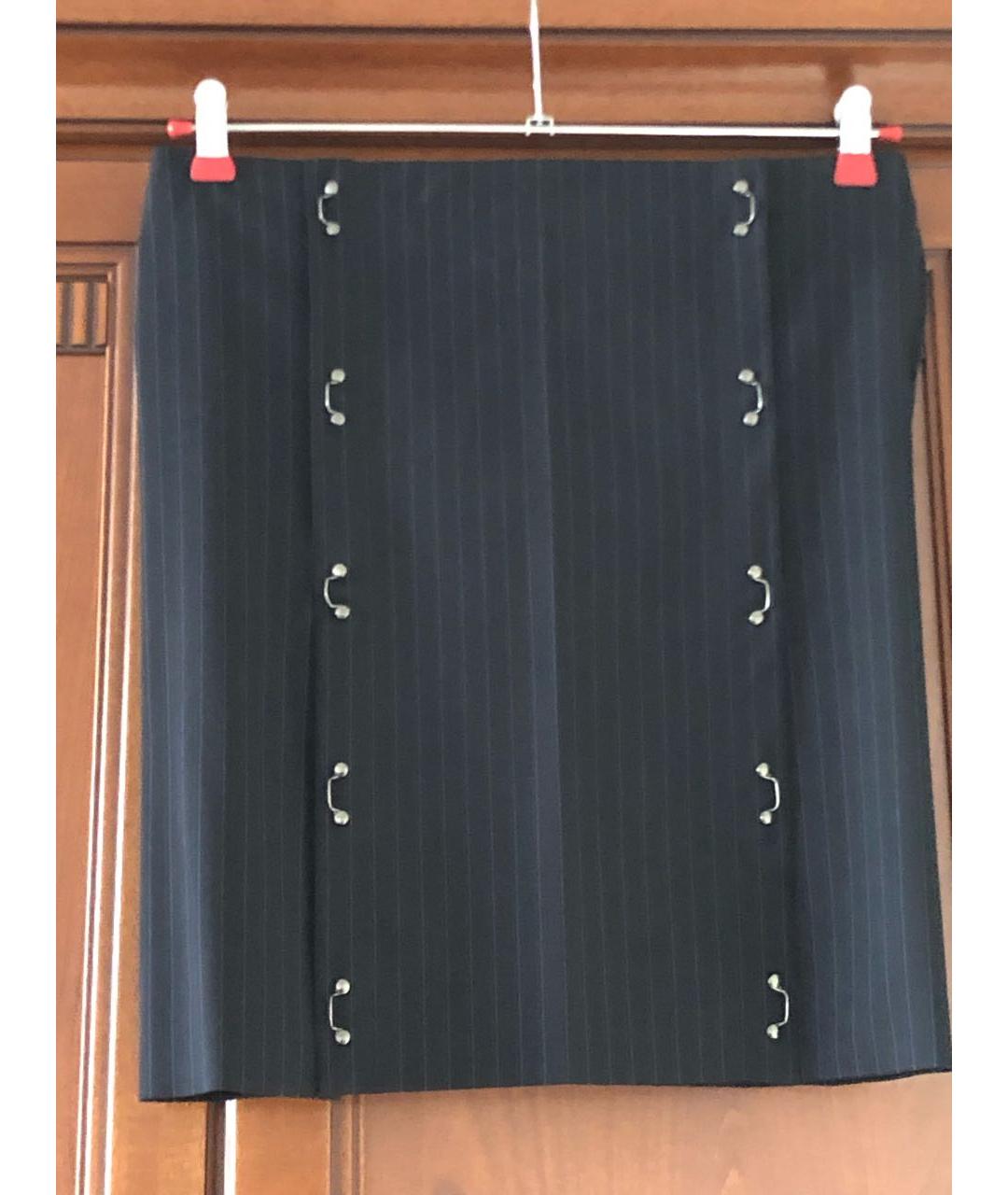 JOHN RICHMOND Черная шерстяная юбка мини, фото 2