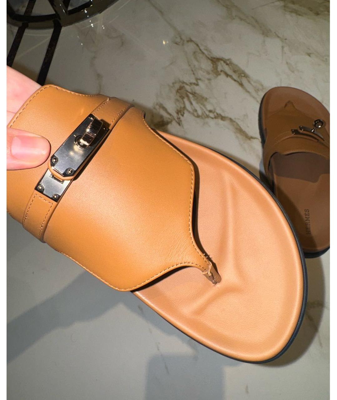 HERMES PRE-OWNED Коричневые кожаные сандалии, фото 3