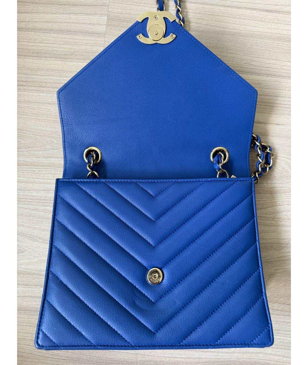 CHANEL PRE-OWNED Синяя кожаная сумка через плечо, фото 7